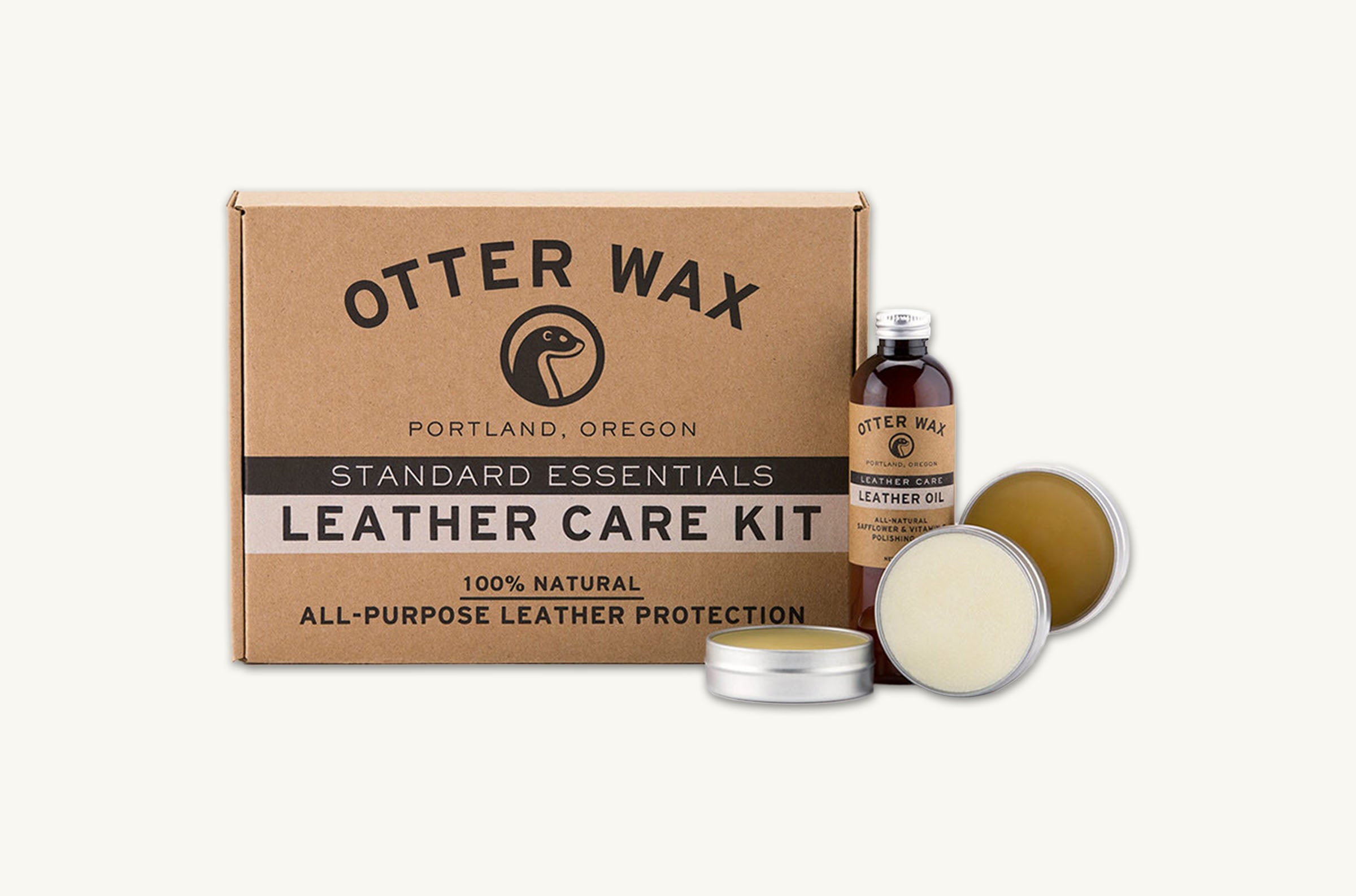 Leather Care Kit | Standard Essentials Collection | Otter Wax Standard Kit + Brush Set (2-Pack, Save 10%)